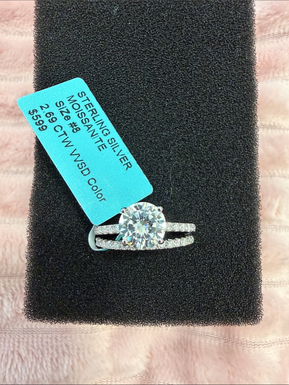 2.69 CTW Moissanite Bridal Ring Set Size 8 – 925 Sterling Silver